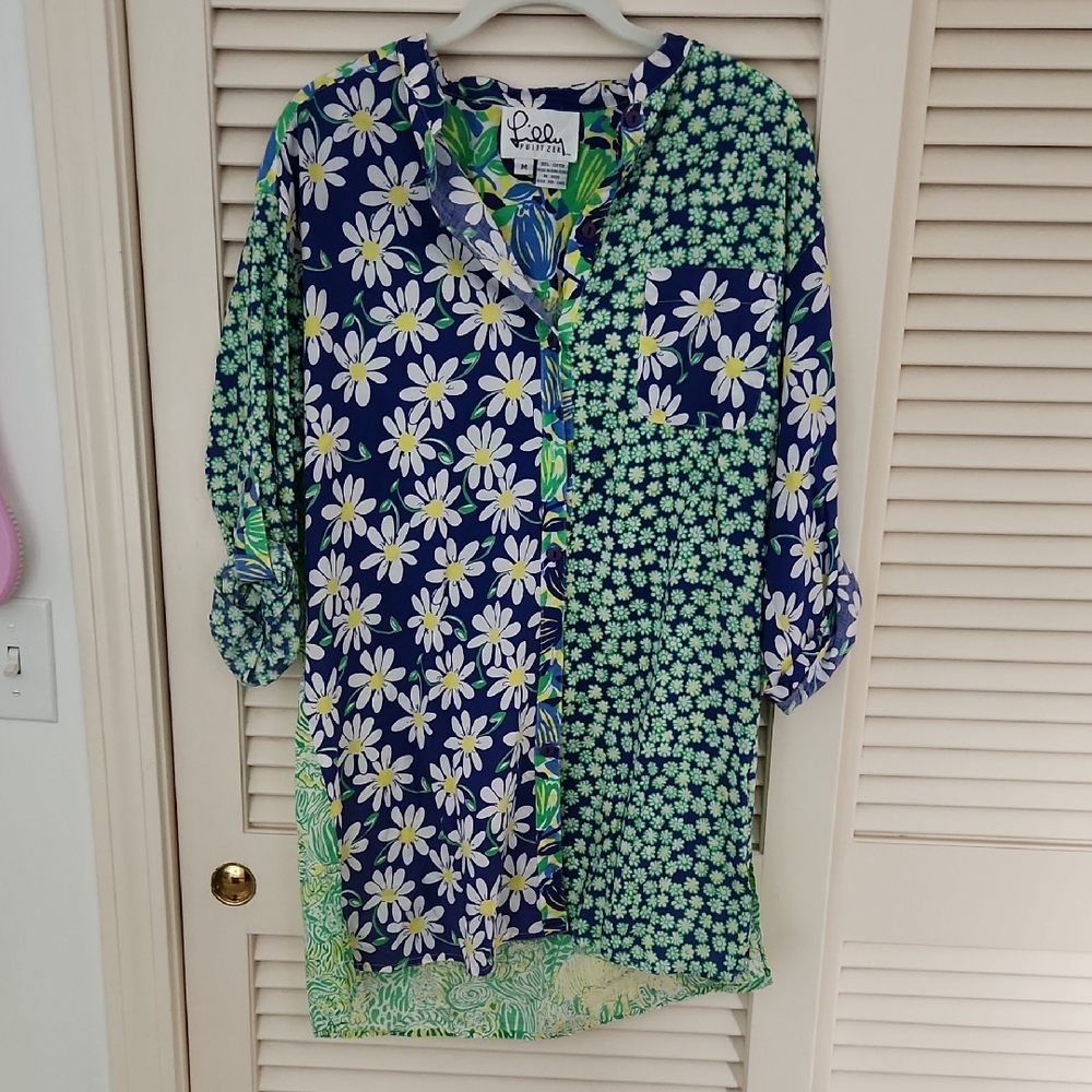 Lilly Pulitzer Green and Blue Floral Shirt
